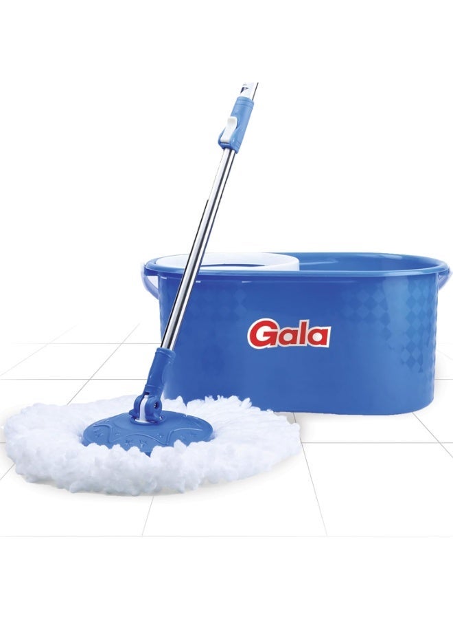 Gala Aqua Spin Mop with 4 Wheels & Big Bucket with 2 Microfiber Refills, Floor Cleaning Mop with Bucket, pocha for Floor Cleaning, Mopping Set (White and Blue) - Image 1